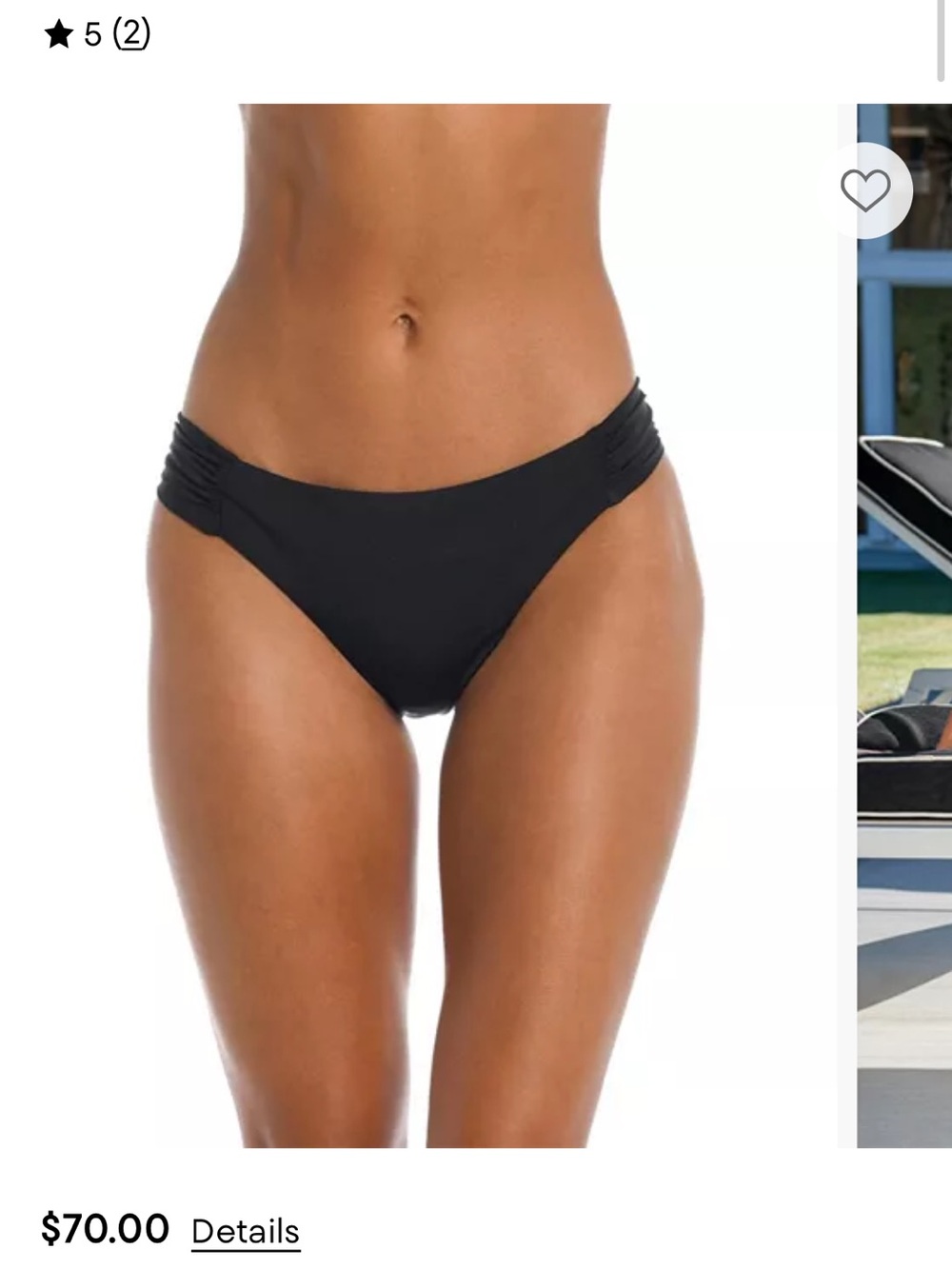 Women's Black Ruched-Side Bikini Bottom